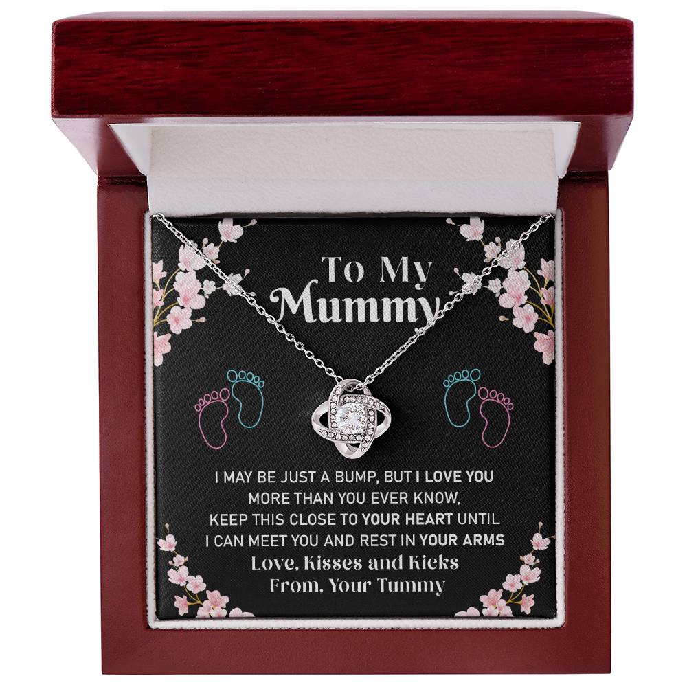 Mummy Necklace Gift from Baby Bump – Love Knot Pendant with Sweet Message Card