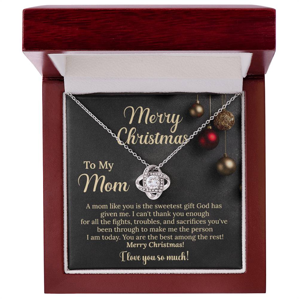 Christmas Necklace Gift for Mom Sweet Holiday Message Card