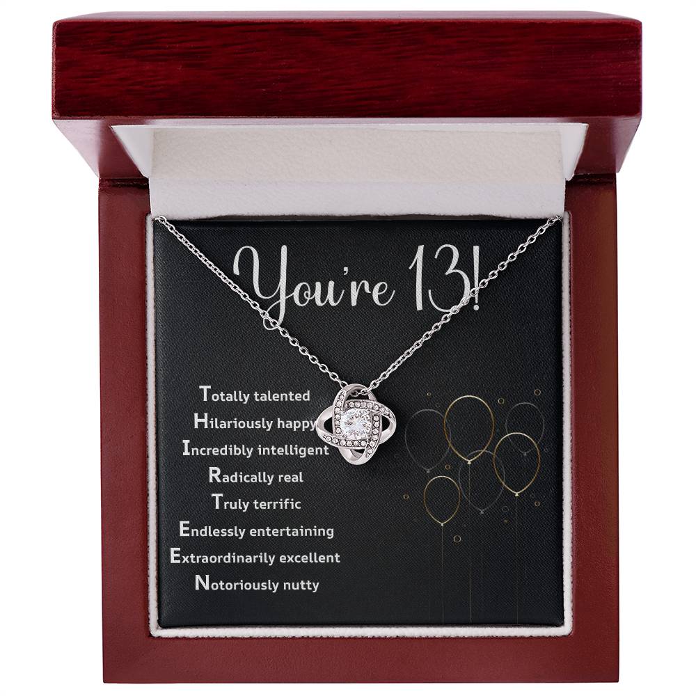 Funny 13th Birthday Necklace for Teen Girl – Gift Box with Acronym Card