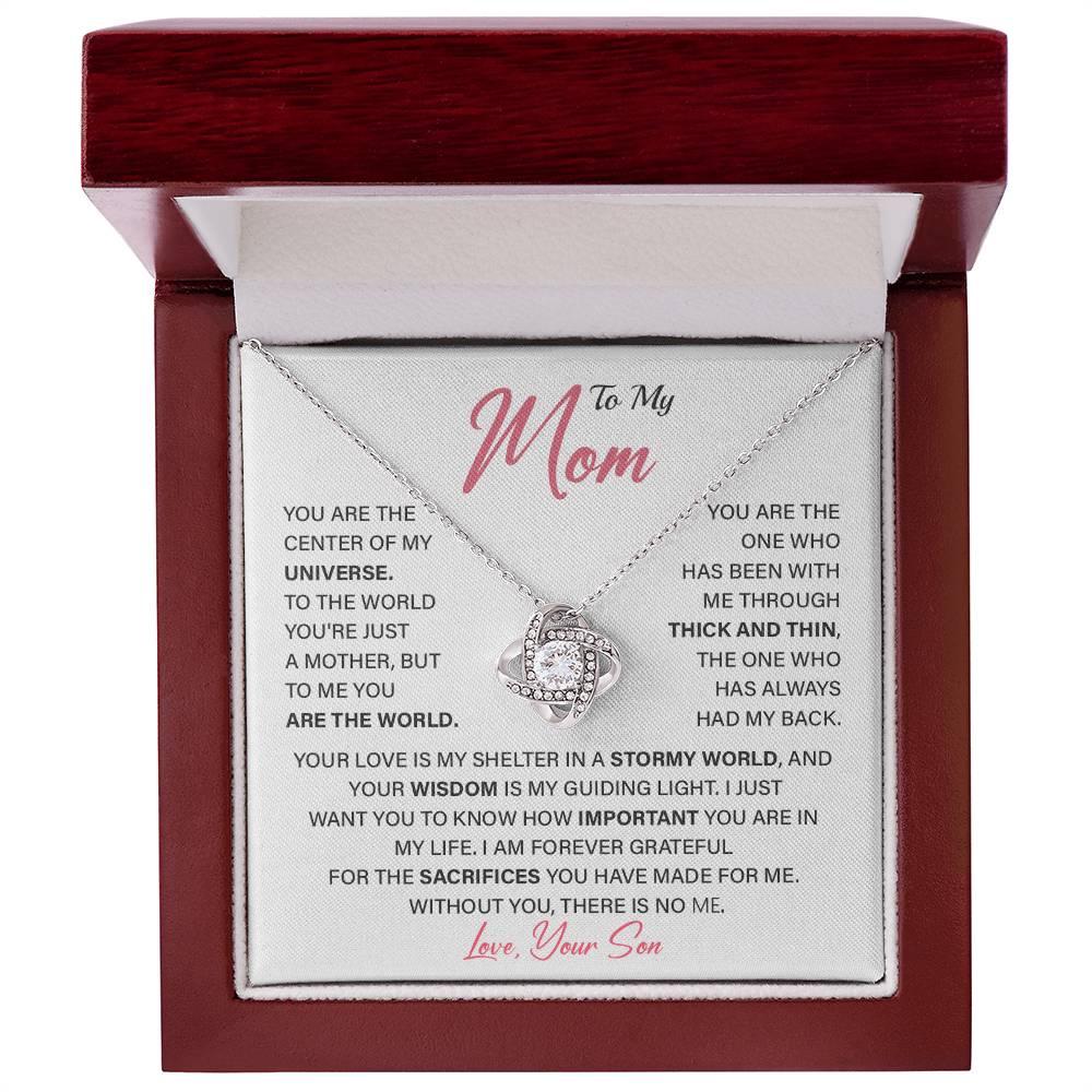Gift from Son to Mom – Universe Quote Necklace with Keepsake Card