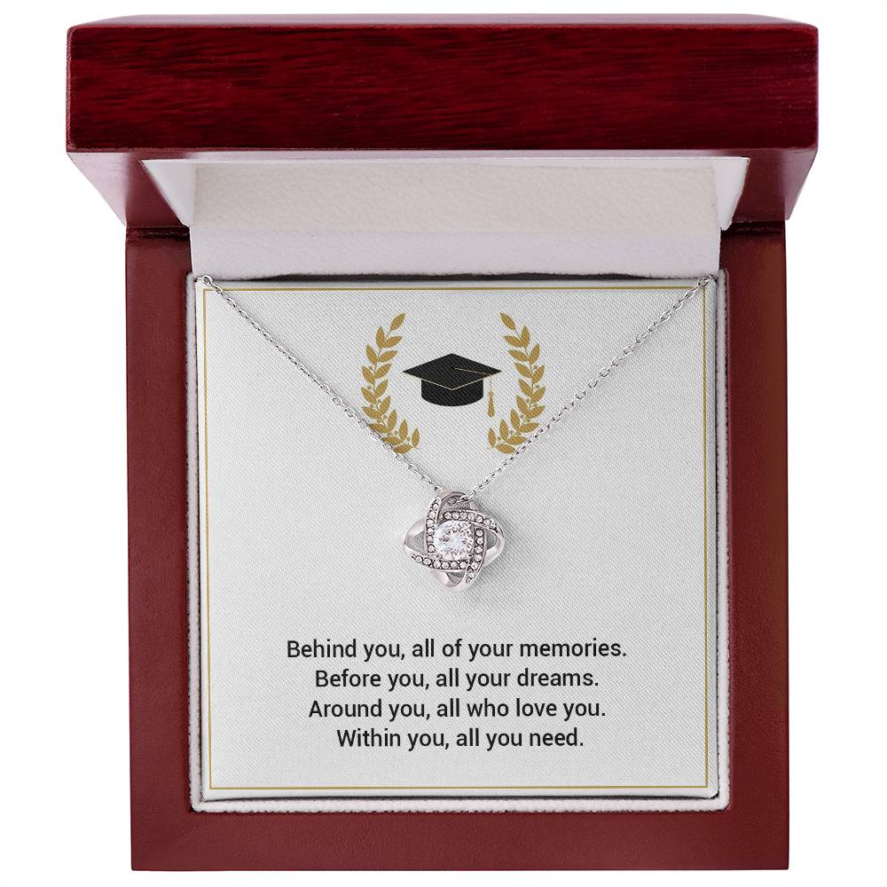 Graduation Necklace Gift with Cap & Laurel Design