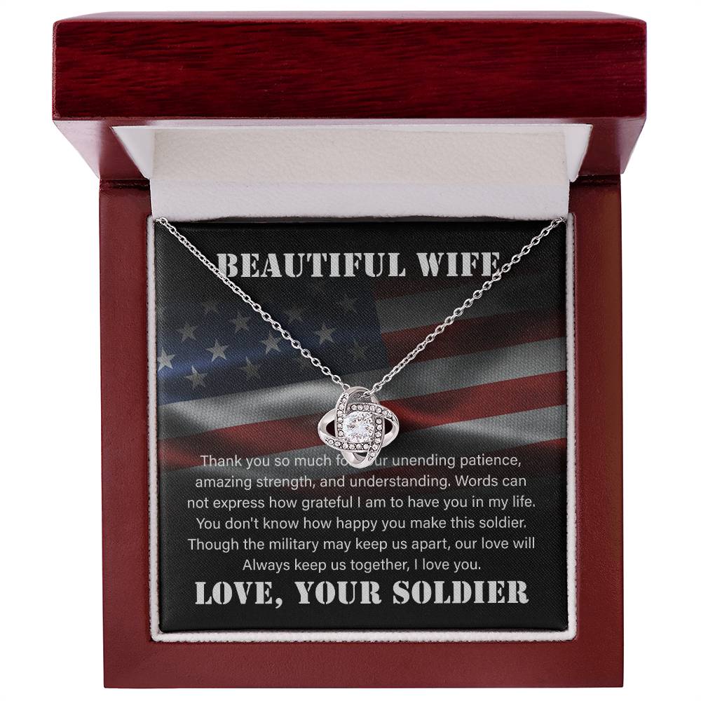 Beautiful wife Love Soldier Love knot Necklace