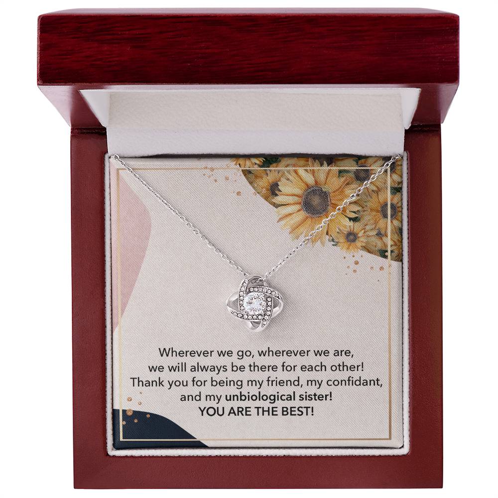 Unbiological Sister Necklace Gift with Heartfelt Message Card for Best Friend