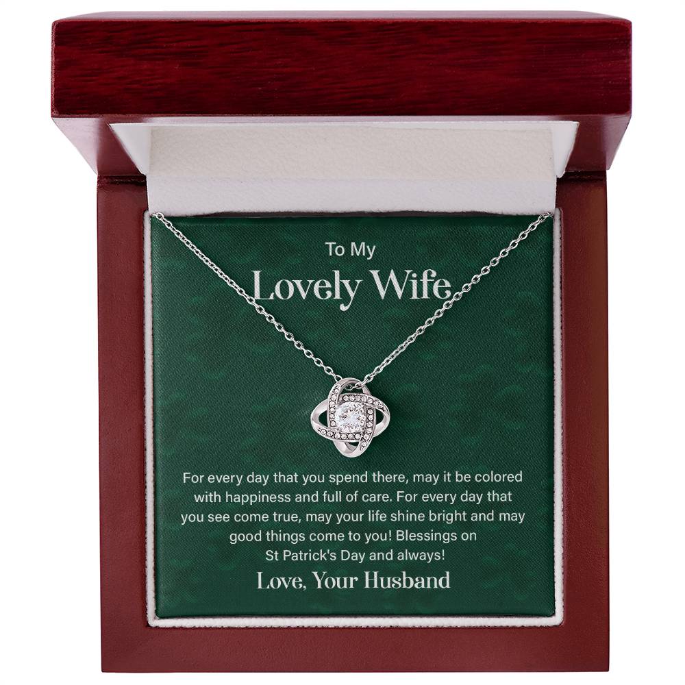 Wife St. Patrick's Day Necklace Gift Box & Card