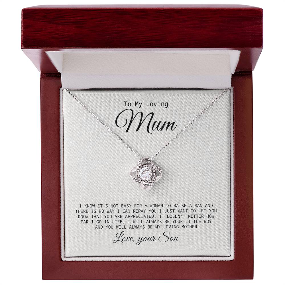 To My Mum Necklace from Son – Heartfelt Gift for Mum with Message Card