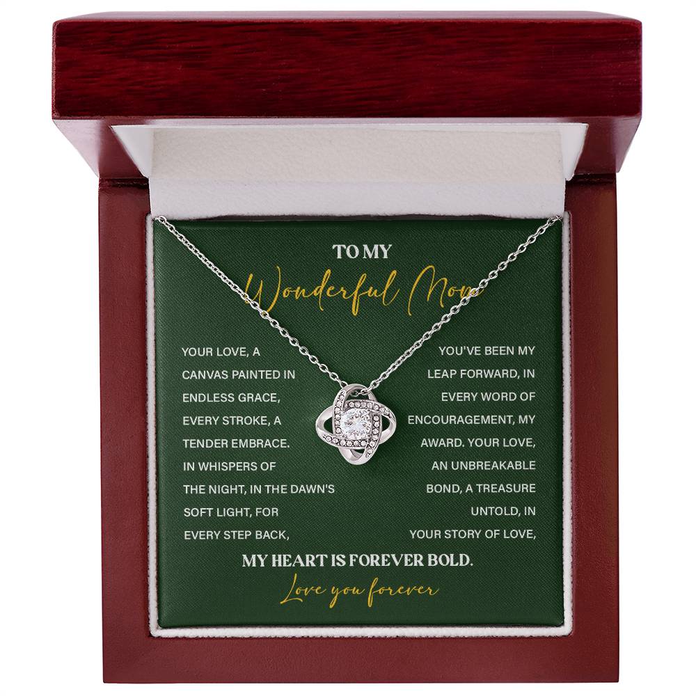 To My Wonderful Mom Necklace with Message Card Gift Box