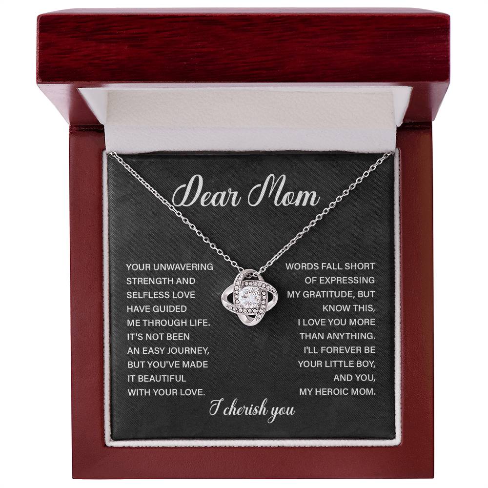 Dear Mom Necklace – From Son to Heroic Mother with Sentimental Card Gift