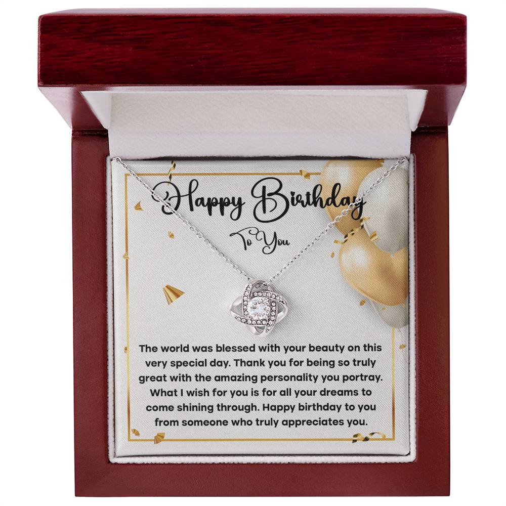 Birthday Necklace Gift for Her – Heartfelt Message Card