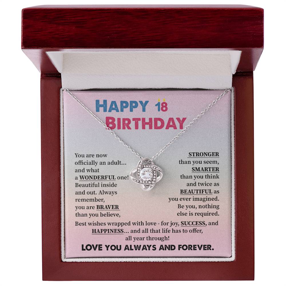 18th Birthday Necklace for Girl – Pastel Message Card Jewelry Gift