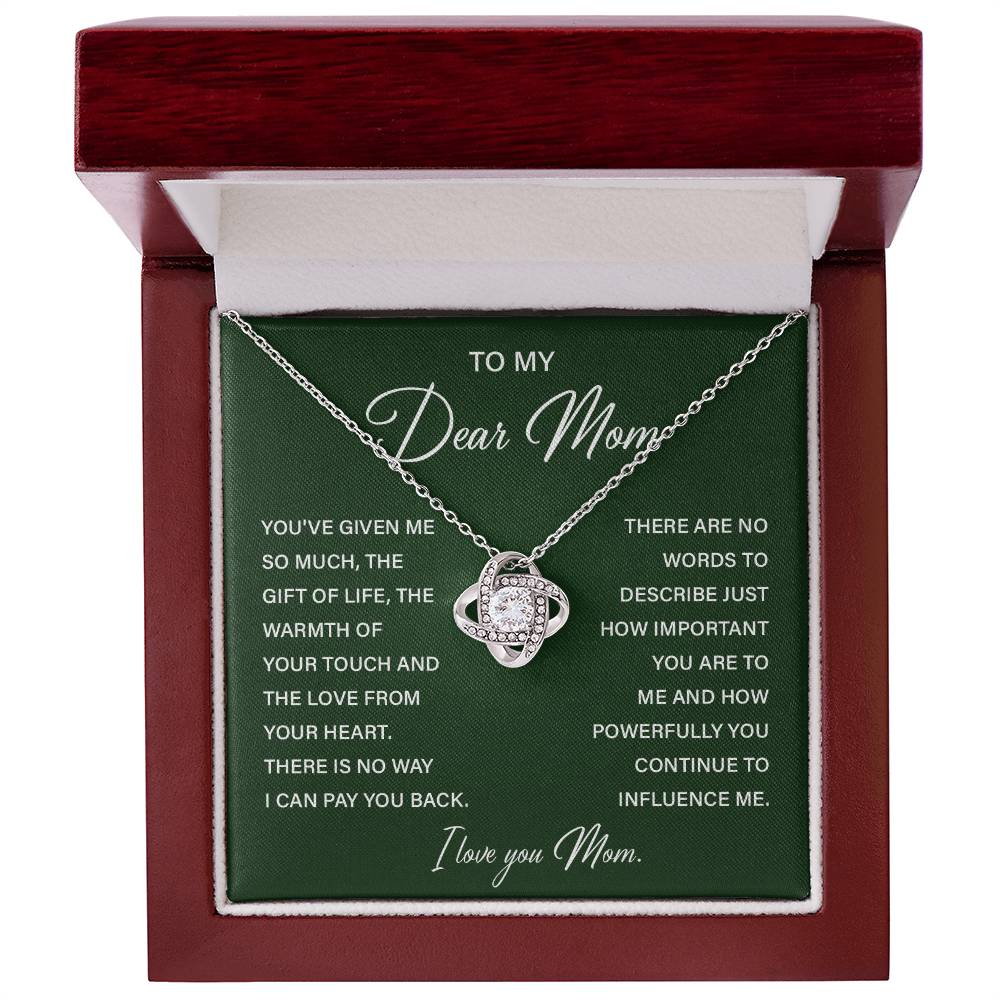 I Love You Mom Necklace with Emotional Gift Note