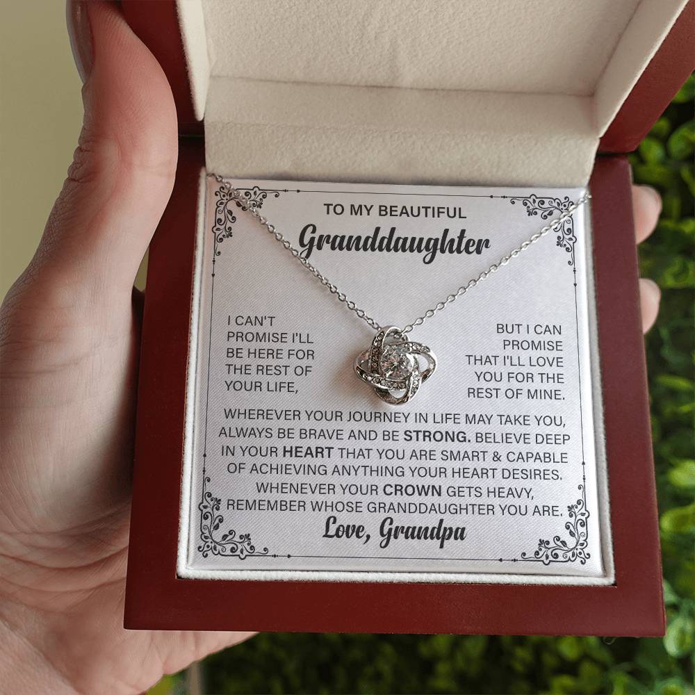 To My Granddaughter Love Knot Necklace For Her - Gift from Grandpa with Message