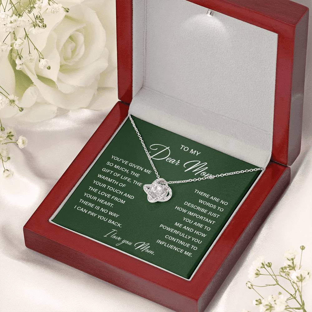 I Love You Mom Necklace with Emotional Gift Note