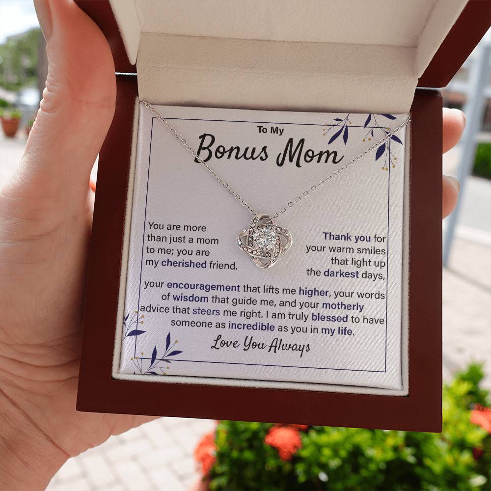 Bonus Mom Necklace Gift from Daughter with Card