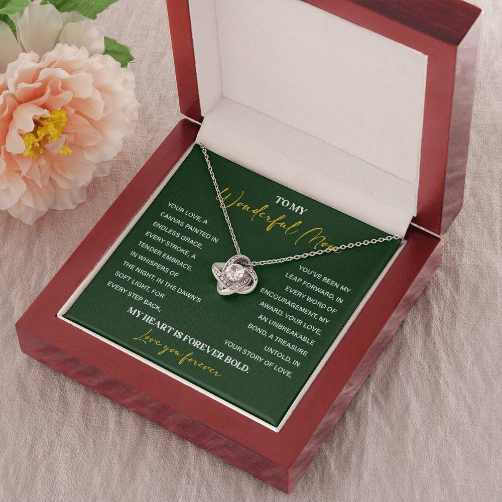 To My Wonderful Mom Necklace with Message Card Gift Box
