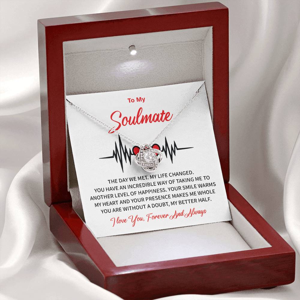 To My Soulmate Love Knot Necklace Gift for Wife