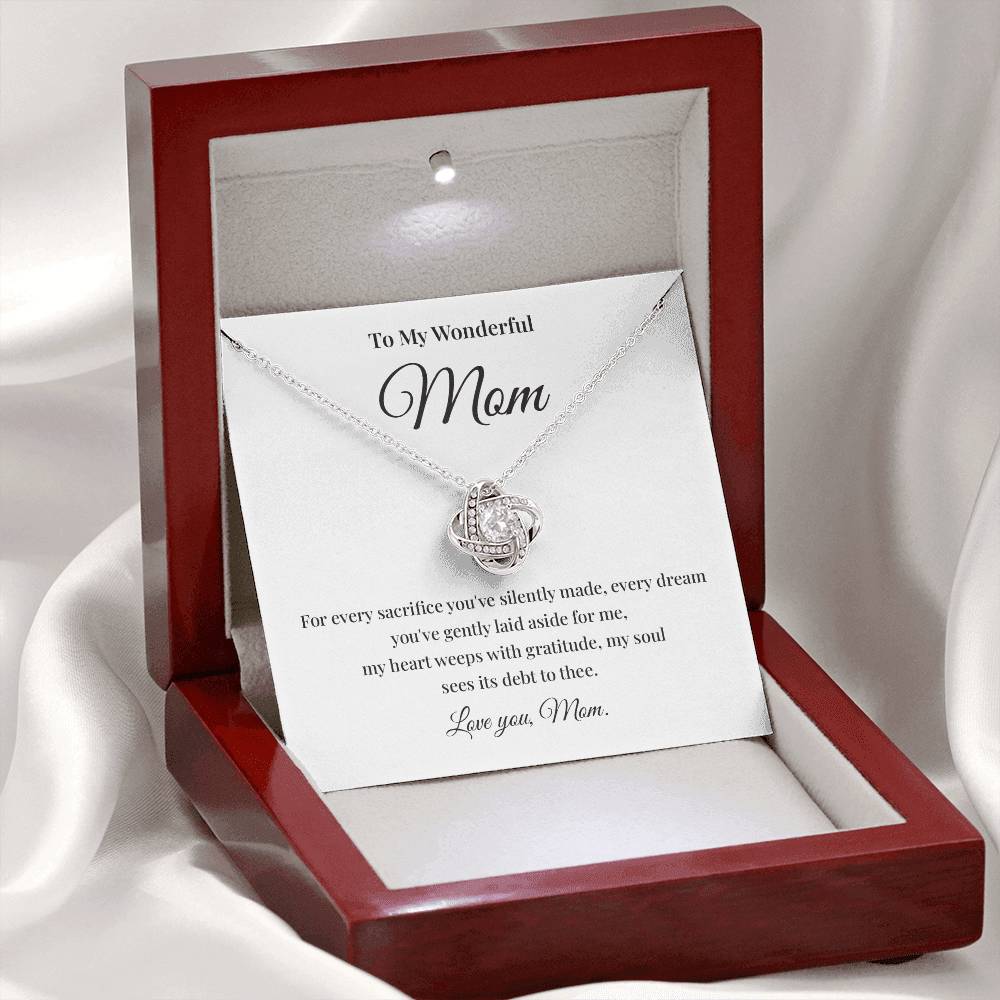 Necklace Gift for Wonderful Mom With Love Knot Pendant