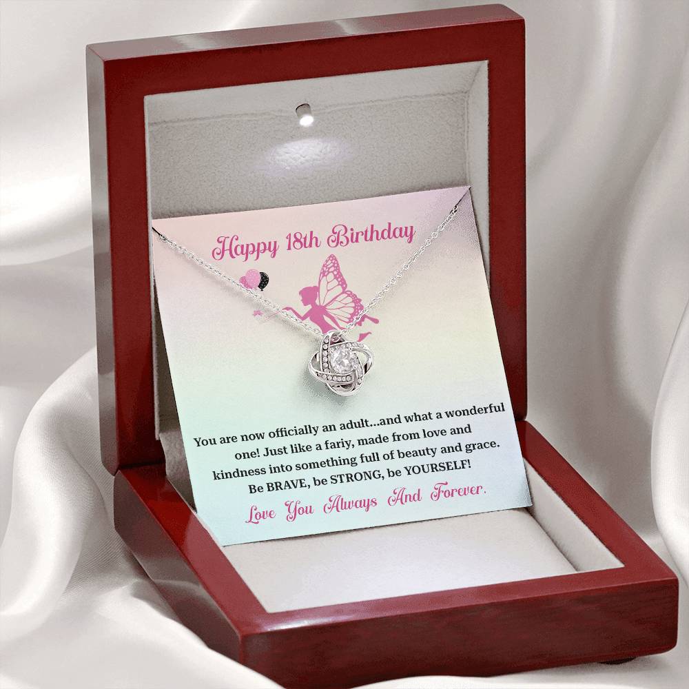 18th Birthday Necklace Gift – Fairy Wings & Brave Message Box