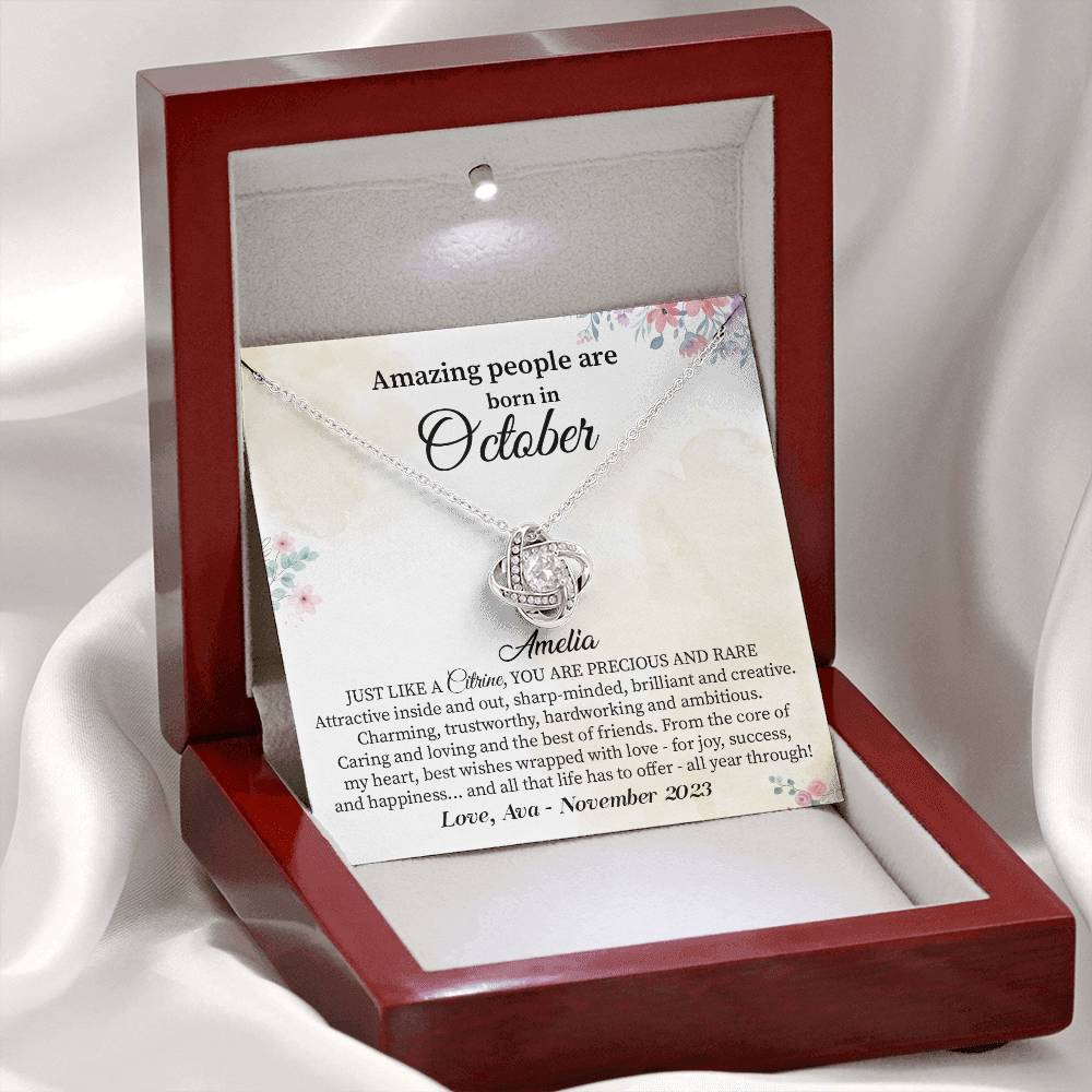October Birthday Necklace Gift for Her – Elegant Jewelry Box