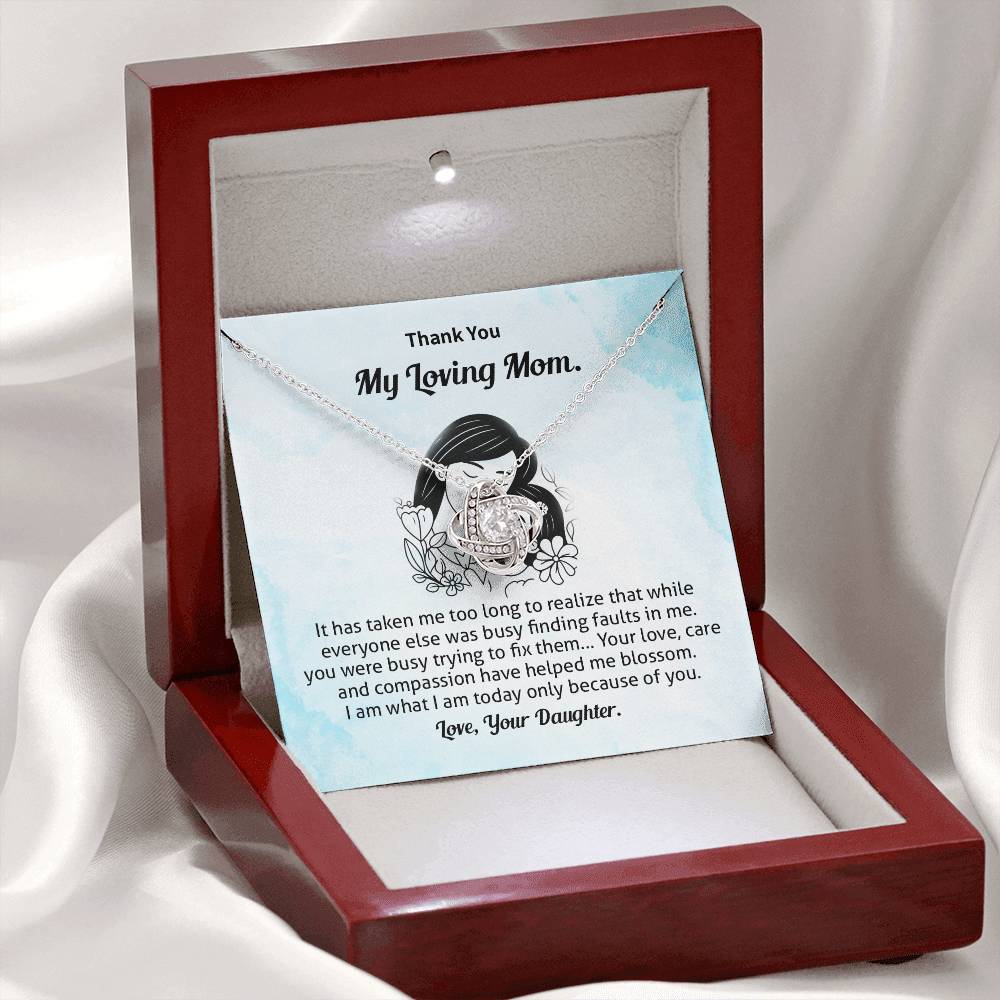 Thank You Mom Necklace Gift from Daughter Card