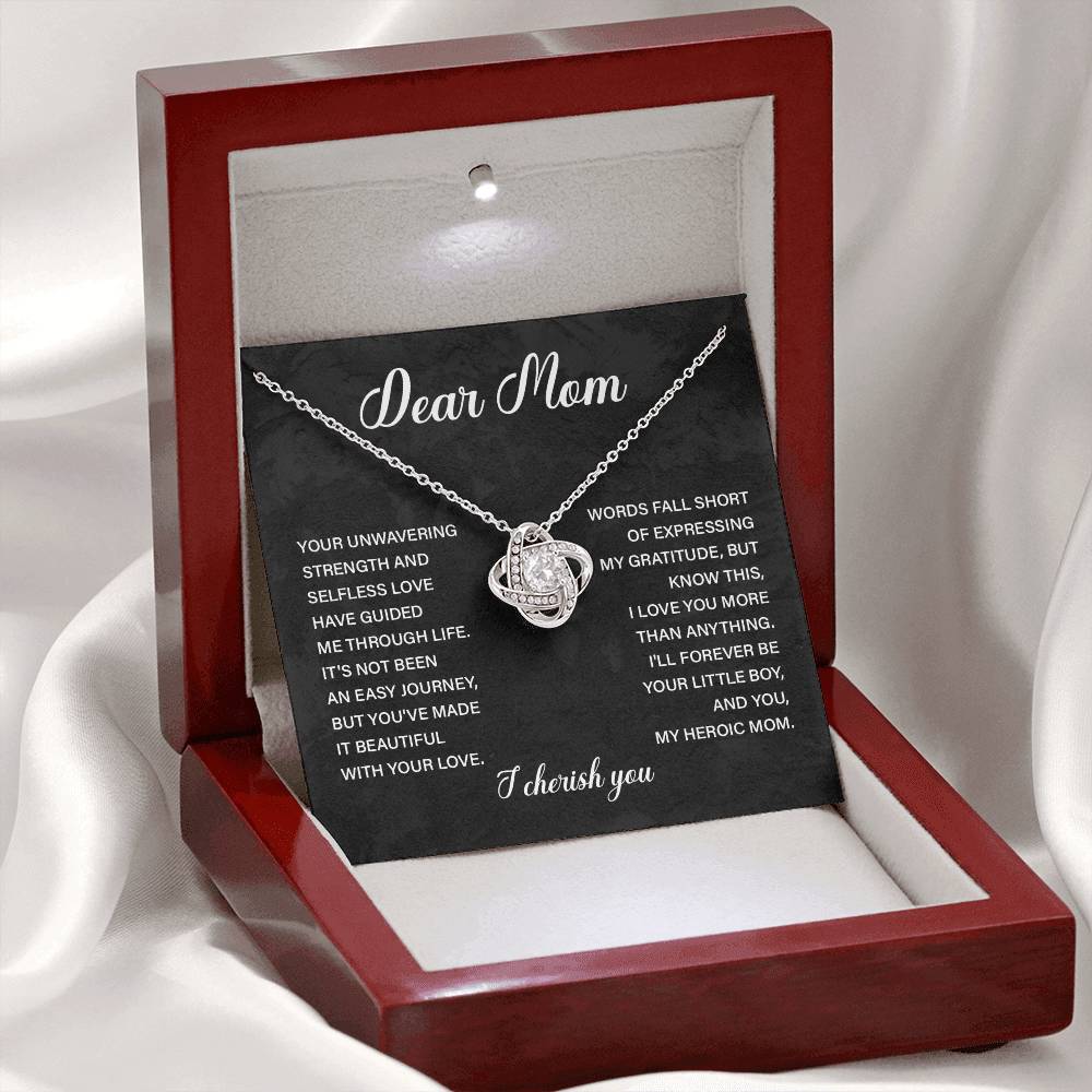 Dear Mom Necklace – From Son to Heroic Mother with Sentimental Card Gift