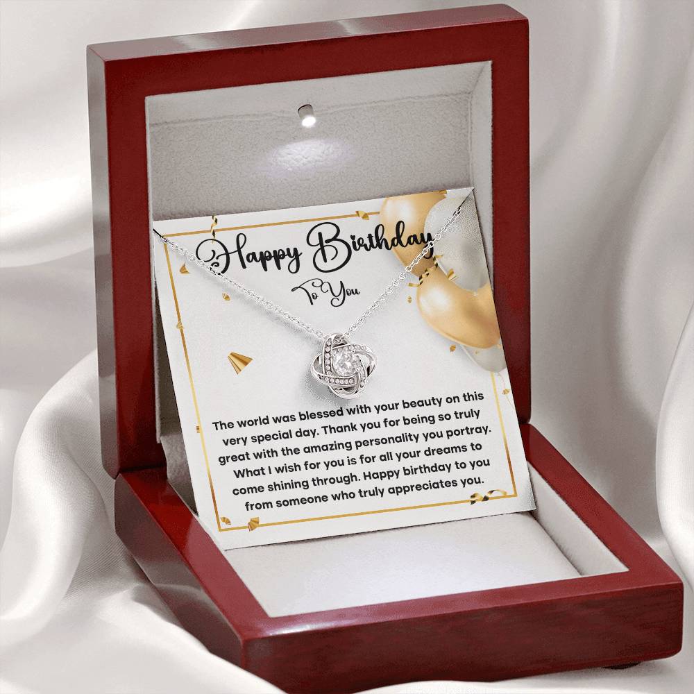 Birthday Necklace Gift for Her – Heartfelt Message Card