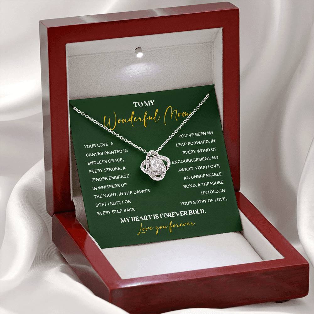 To My Wonderful Mom Necklace with Message Card Gift Box