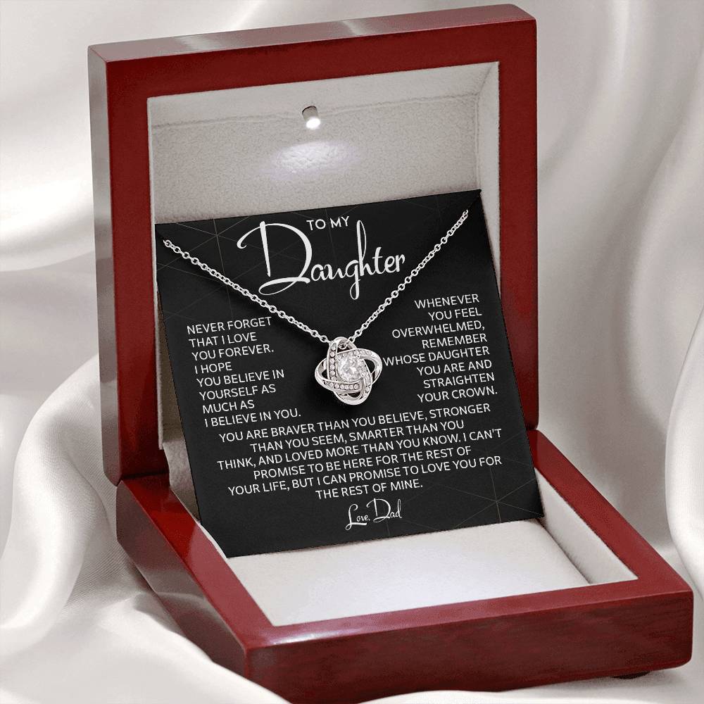 Daughter Gift from Dad - Love Knot Necklace with Emotional Card