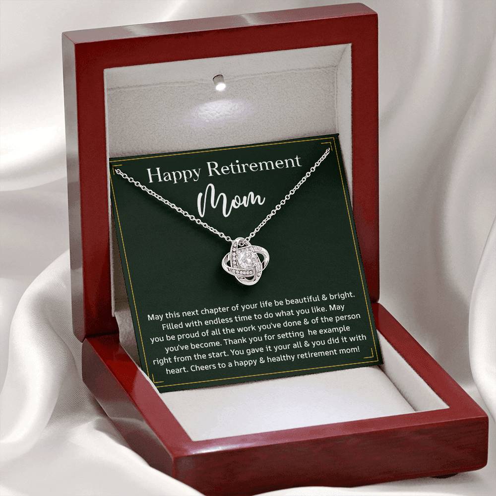 Retirement Necklace Gift for Mom with Heartfelt Message Card