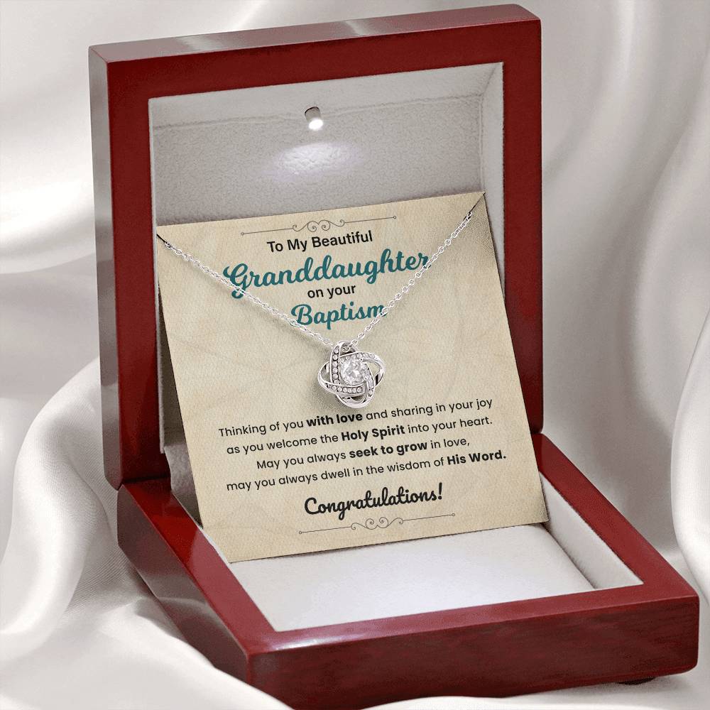 Baptism Necklace Gift For Granddaughter With Message Card