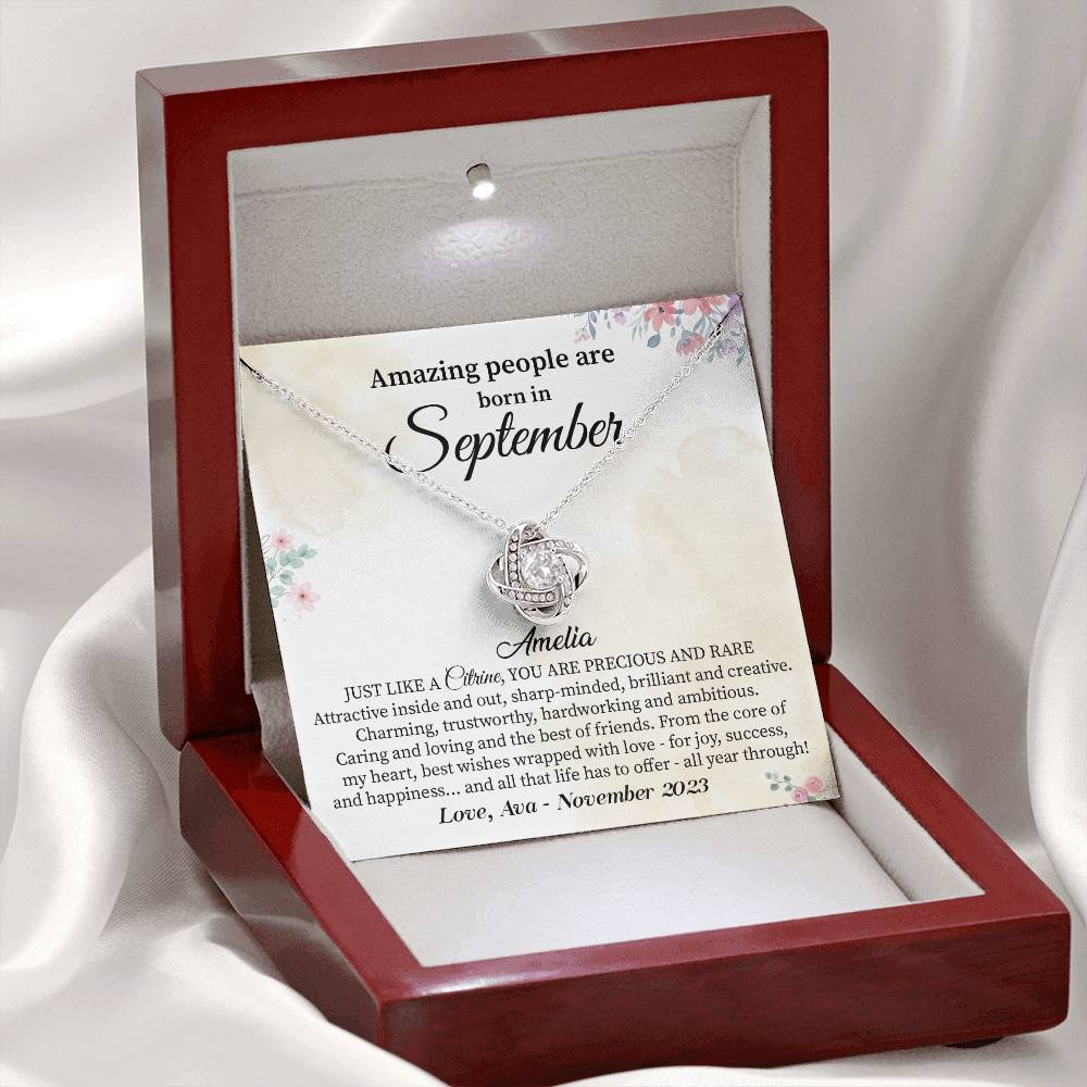 September Birthday Necklace Gift for Her – Citrine-Inspired Jewelry