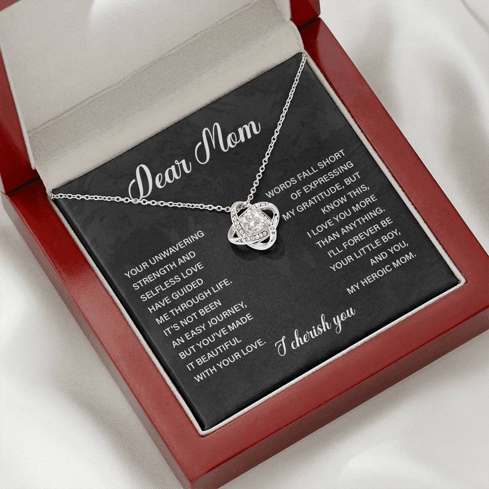 Dear Mom Necklace – From Son to Heroic Mother with Sentimental Card Gift