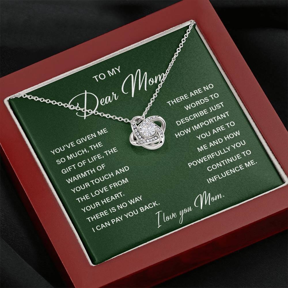 I Love You Mom Necklace with Emotional Gift Note