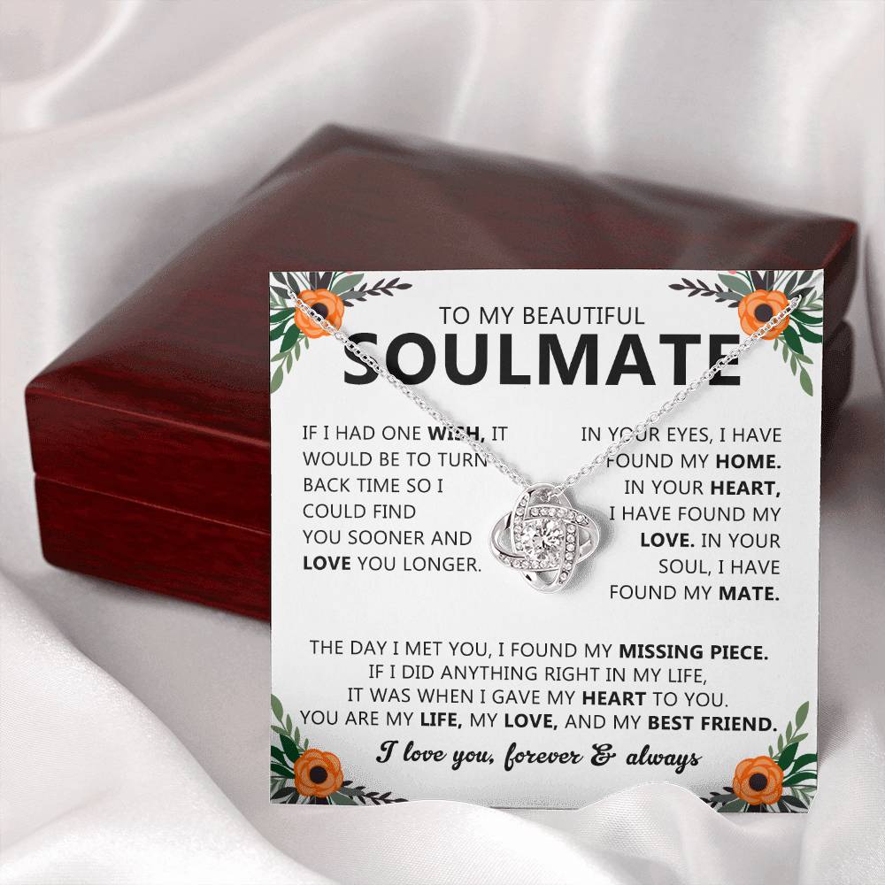 Soulmate Necklace Gift for Women, With Romantic Message Card