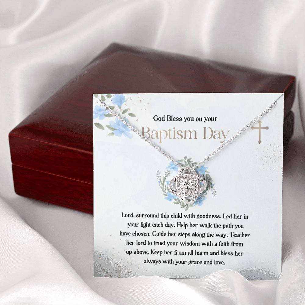 Baptism Necklace Gift for Girl with Message Card