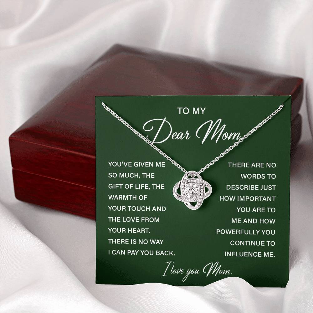 I Love You Mom Necklace with Emotional Gift Note