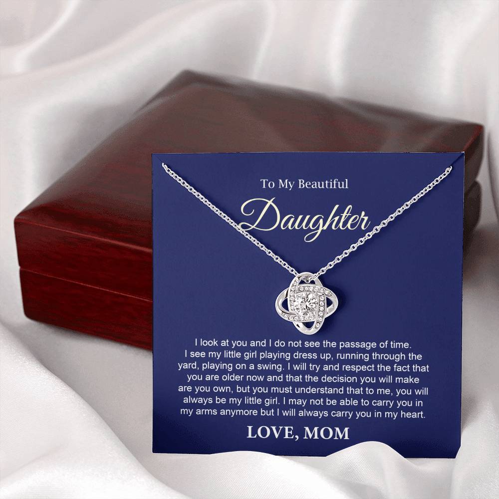 To My Daughter Necklace Gift from Mom with Keepsake Note