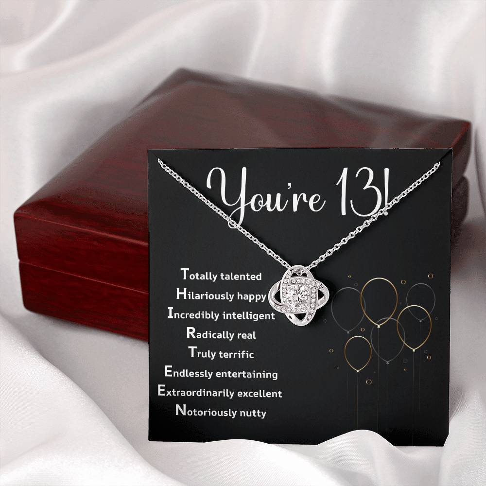 Funny 13th Birthday Necklace for Teen Girl – Gift Box with Acronym Card