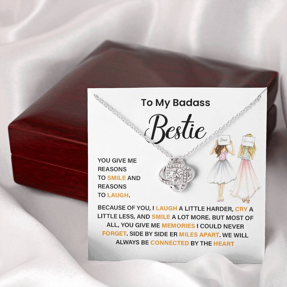 Badass Bestie Necklace Gift with Heartfelt Message Card