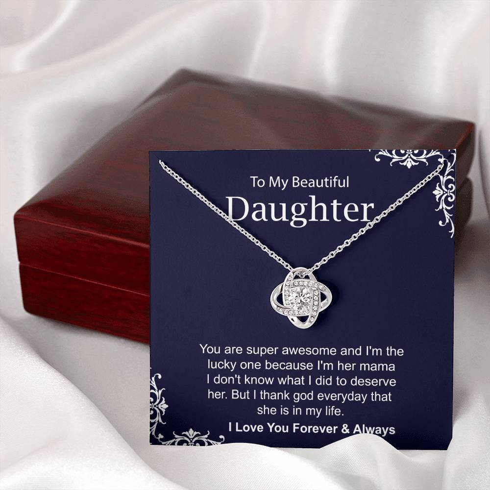 Lucky Mom Necklace Gift for Daughter Love Note