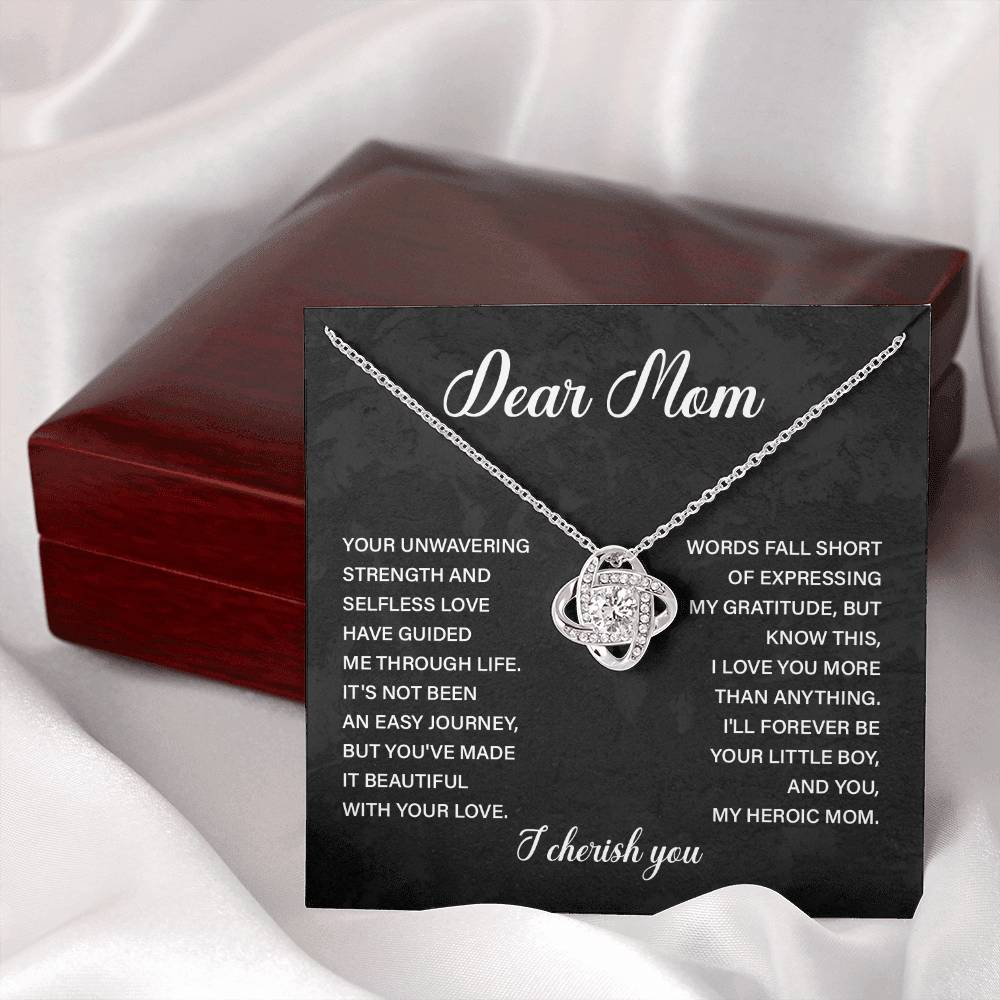 Dear Mom Necklace – From Son to Heroic Mother with Sentimental Card Gift