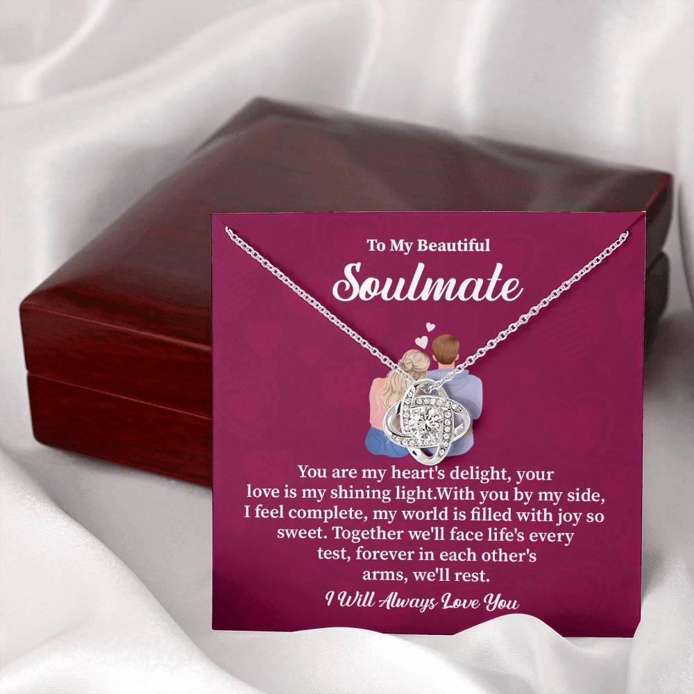 Soulmate Necklace Gift with Romantic Quote Card