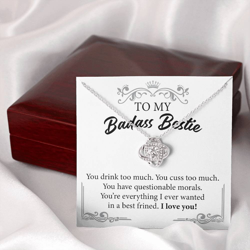 Badass Bestie Necklace Gift with Funny Message Card