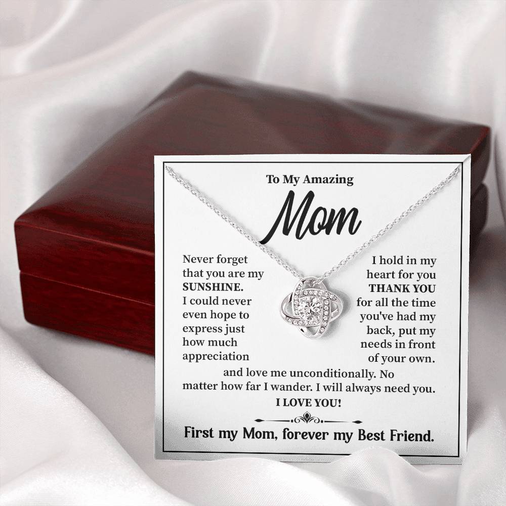 Mom Necklace Gift from Daughter – Best Friend Message Card