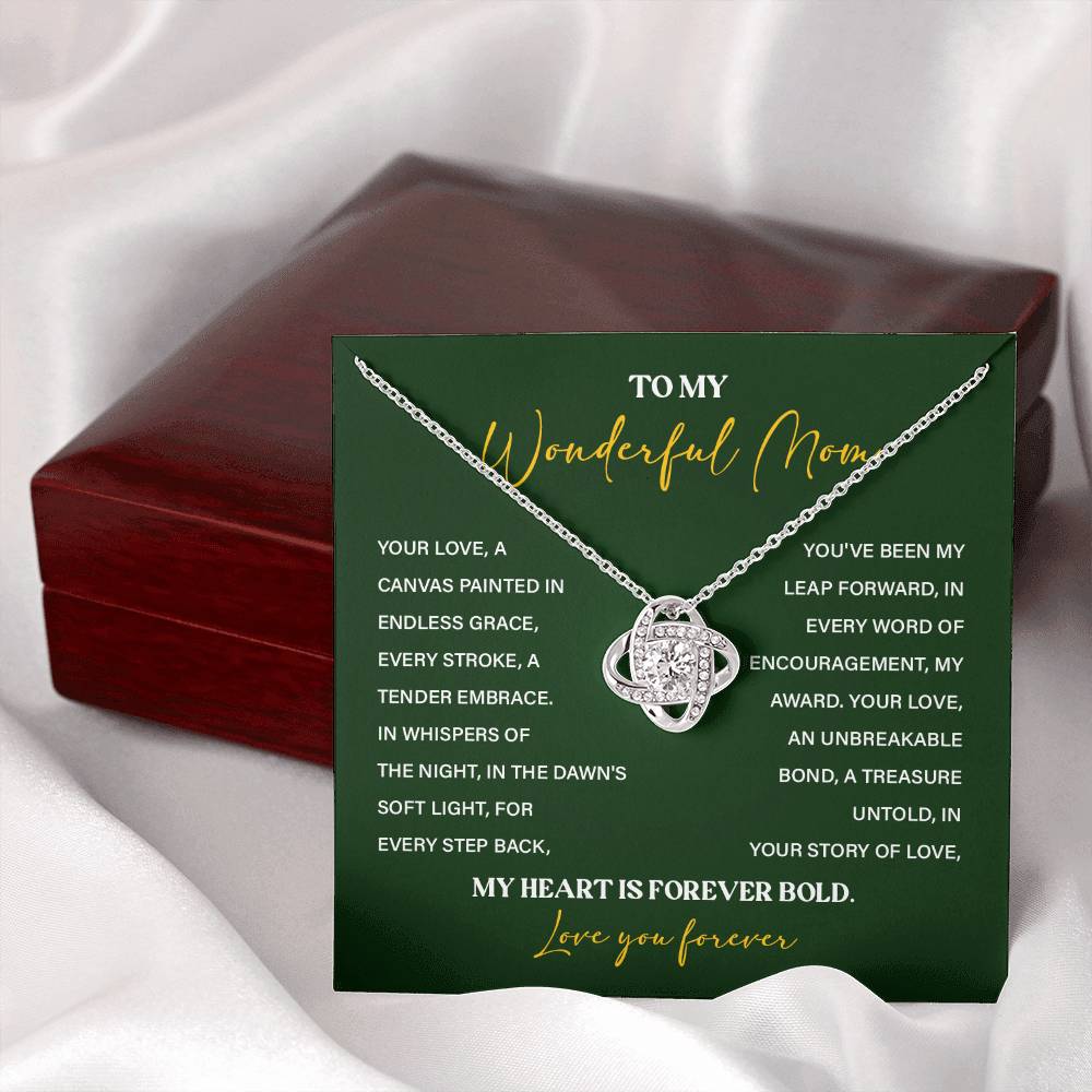 To My Wonderful Mom Necklace with Message Card Gift Box