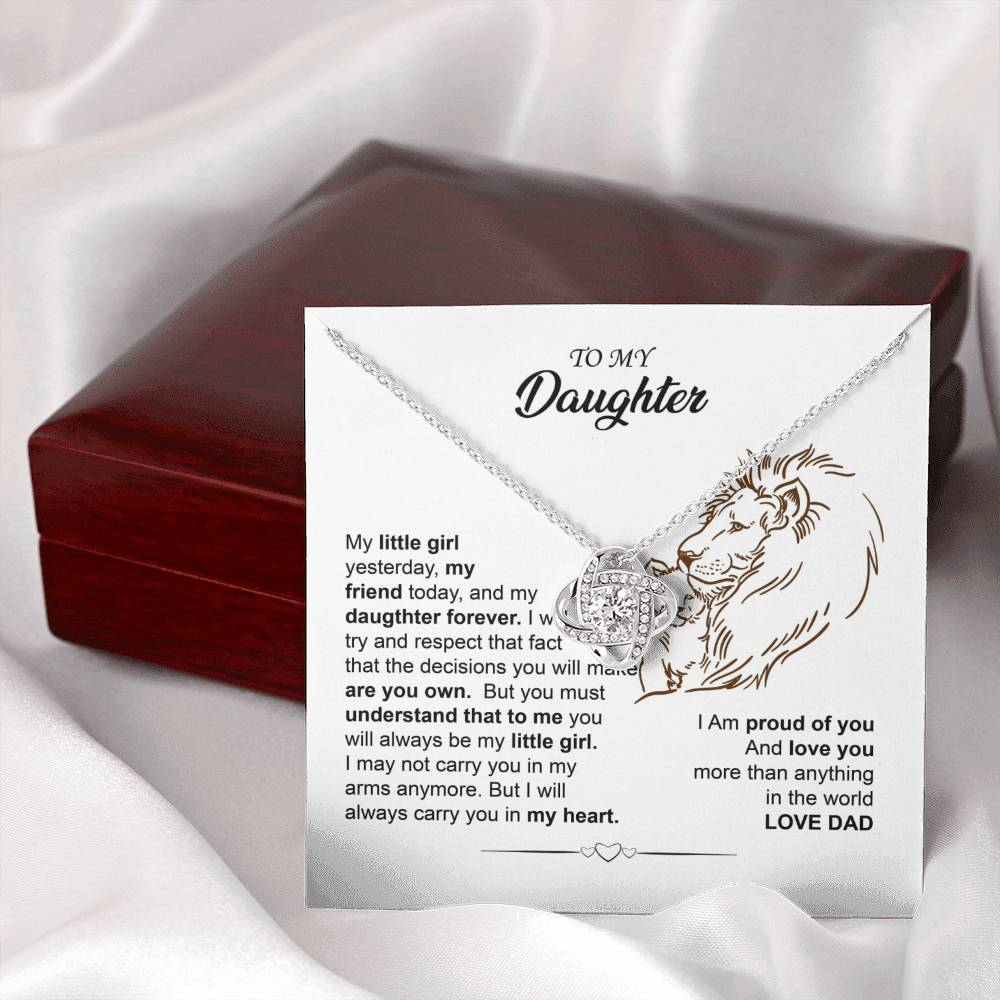 Dad to Daughter Lion Heart Necklace Gift