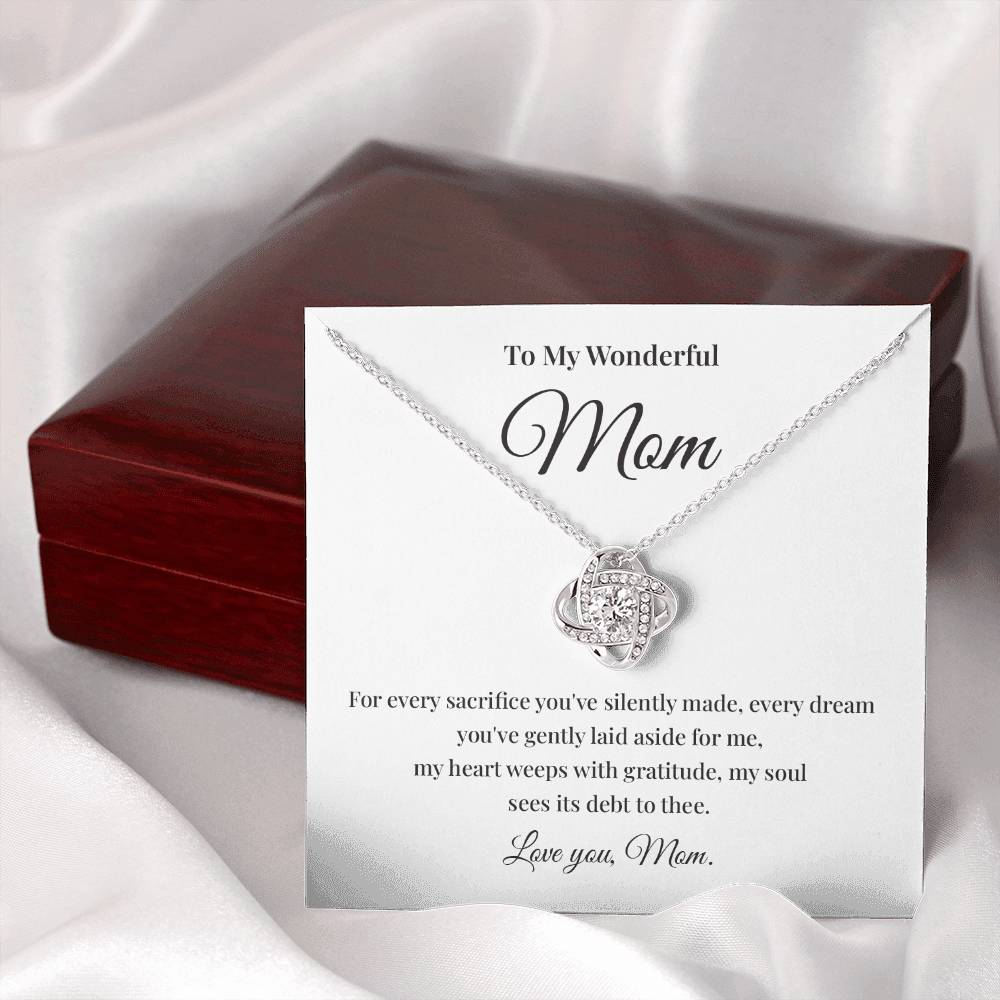 Necklace Gift for Wonderful Mom With Love Knot Pendant