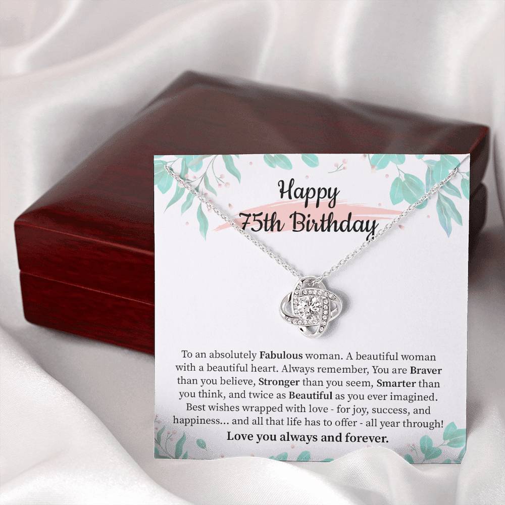 75th Birthday Necklace Gift for Woman with Heartfelt Message