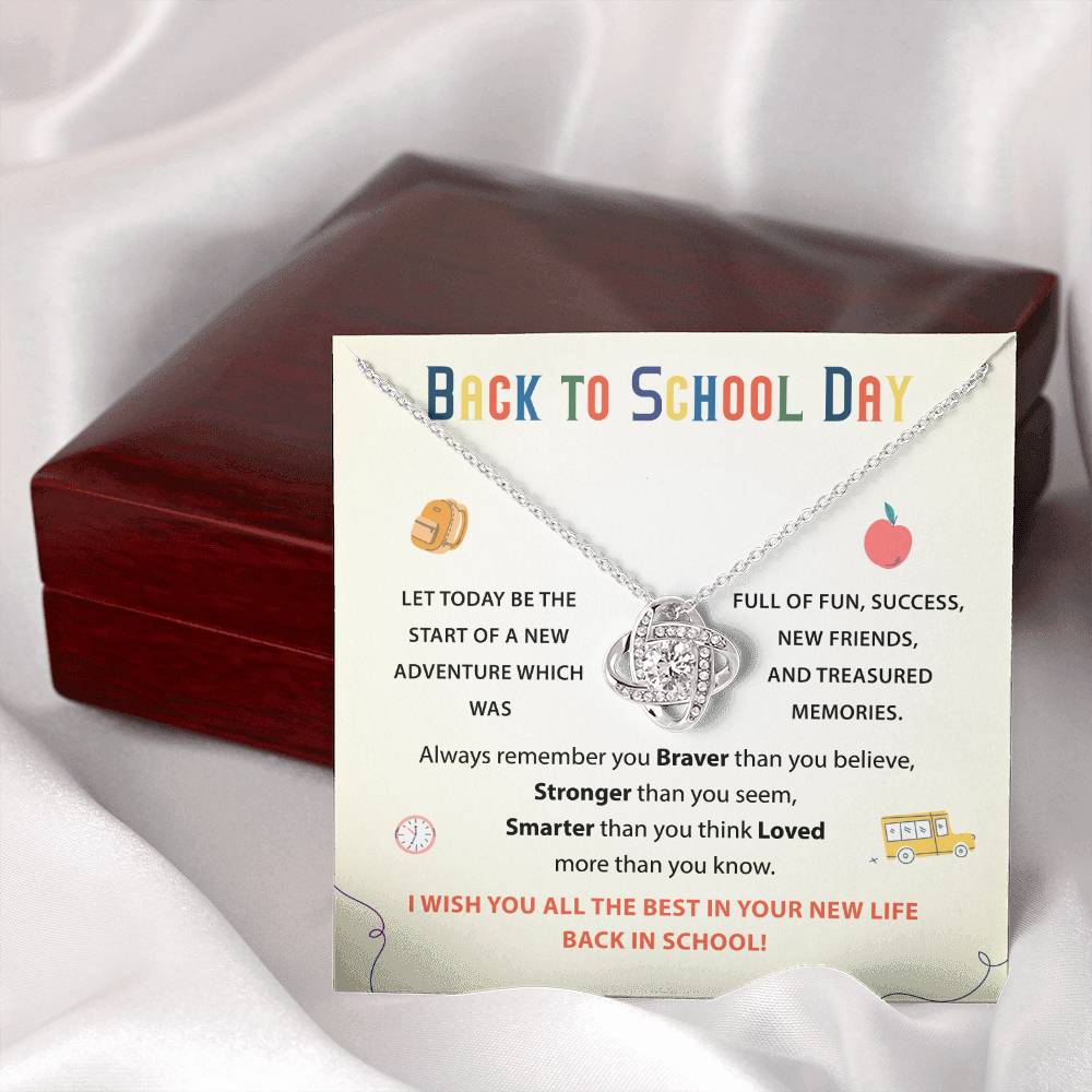 Back to School Necklace Gift for Daughter with Inspirational Card