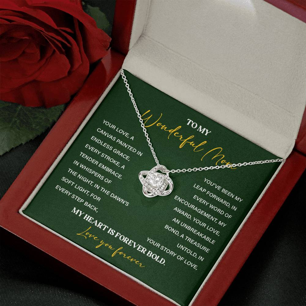 To My Wonderful Mom Necklace with Message Card Gift Box