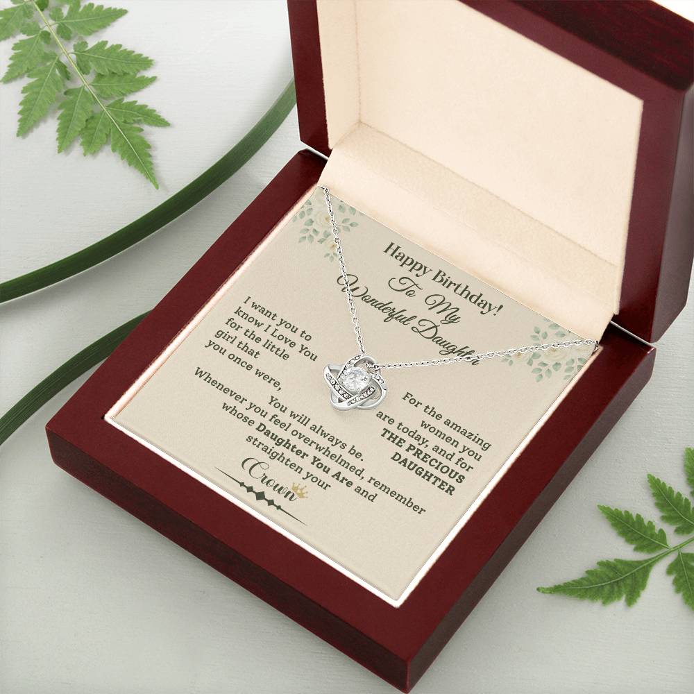 Birthday Necklace Gift for Daughter Crown Message Card